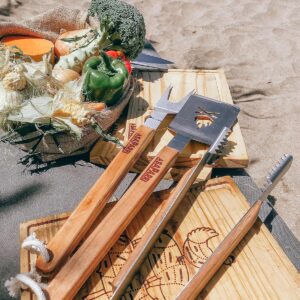 Premium Fireplace BBQ Pit Tools Set | Fork, Tong and Spatula.