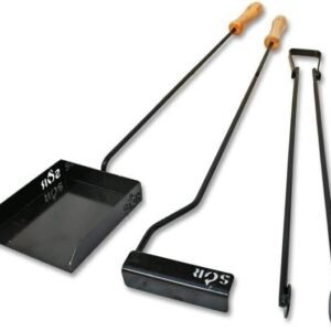 Premium Fireplace BBQ Pit Tools Set | Fire Poker, Tong, Brush and Shovel Included (Fire Poker, Tong, and Shovel Included.)