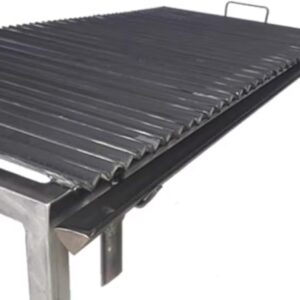 Premium Argentine Grill - V Angle Iron Grill with Handles and Drain Pan, Iron grill, Heavy Duty, BBQ Grill
