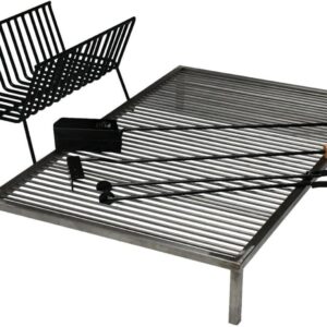 Premium Argentine iron grill Set asado parrilla argentina Grill + Brazier, outdoor kitchen, open fire cooking