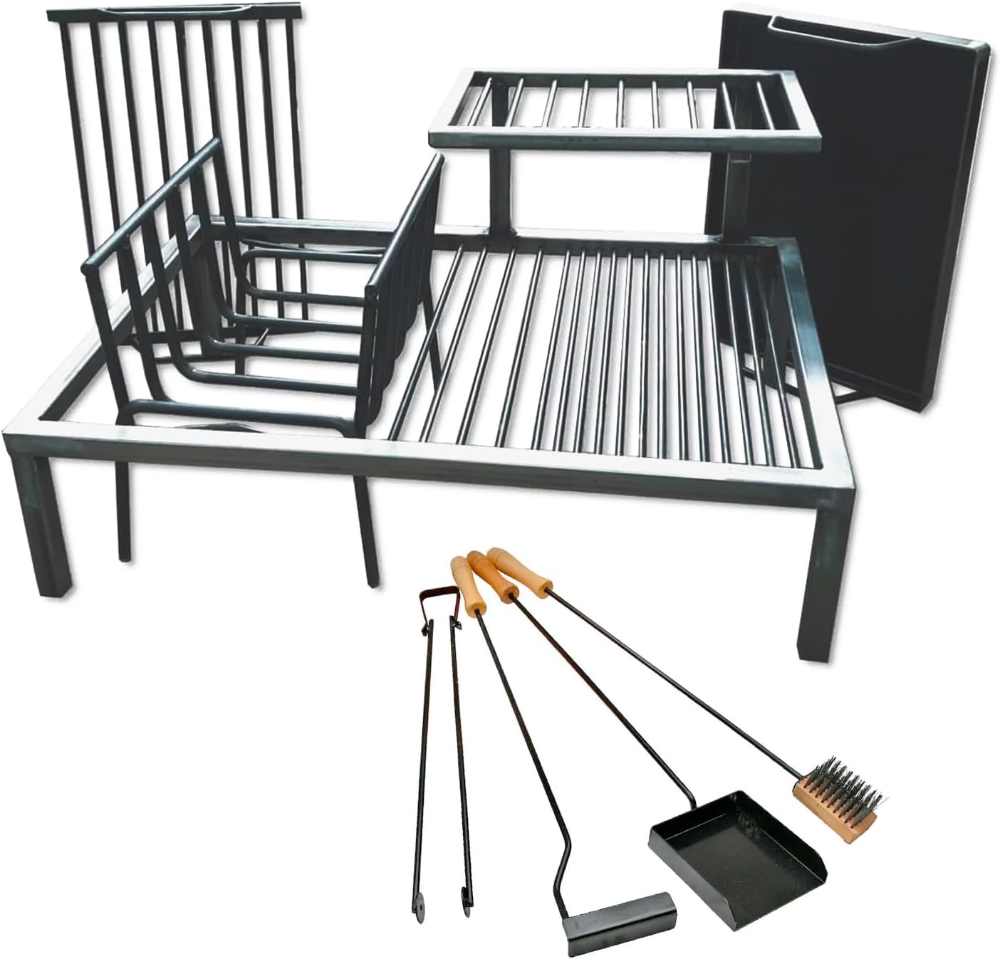 Luxury Argentine Grill with removable iron modules + Brazier + kit fire tools. Iron Argentina Grill - BBQ Parrilla Asado