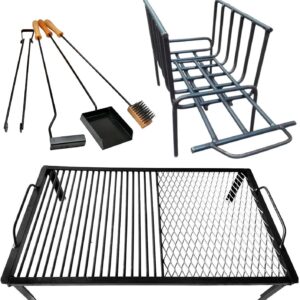 Premium Argentine Grill + Brazier + Fire tools - Iron Argentina Grill - BBQ Parrilla Asado- grill with handle.