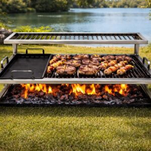 Luxury Argentine Grill with removable iron modules + Iron griddle - Argentina Grill - BBQ Parrilla Asado. Sor Pampa Grill - Cod 10