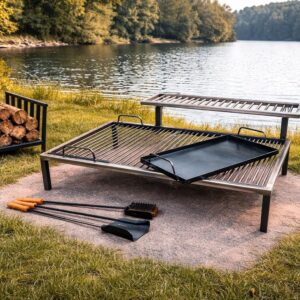 Luxury Argentine Grill with removable iron modules - Brazier - Fire tools - Iron Argentina Grill - BBQ Parrilla Asado. Model RG 45 - Sor Pampa Grill