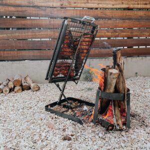 Heavy duty Iron Cross Argentinian asador grill Made in Argentina - Premium Argentine Grill - Parrilla Asado - Fully disassembled (Grill + Brazier)