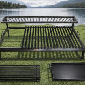 Premium Argentine Grill - V Angle Iron Grill with Handles and Drain Pan, Heavy Dutyl - BBQ - Emparrillado con manijas, Asado Argentino. Sor Pampa Grill