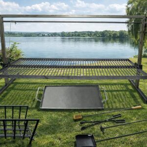 Iron Argentinian Style Santa Maria Grill- Size : 100 x 50 cm (40 x 20 in) Cod 1 (Santa Maria Grill + Brasier + Fire tools)