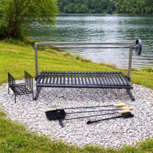 Iron Argentinian Style Santa Maria Grill - V Angle - Iron Grill - (Santa Maria Grill Argentinian Style + Iron Griddle + Brazier + Fire tools) Size : 80 x 50 cm ( 32 x 20 inches )