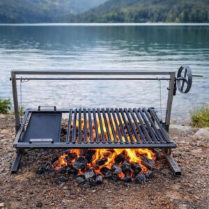 Iron Argentinian Style Santa Maria Grill - V Angle - (Santa Maria Grill Argentinian Style + Iron Griddle) Size : 100 x 50 cm ( 40 x 20 inches )